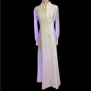 Vintage 1960s Ivory Sheer Sleeve Wedding Dress Gown